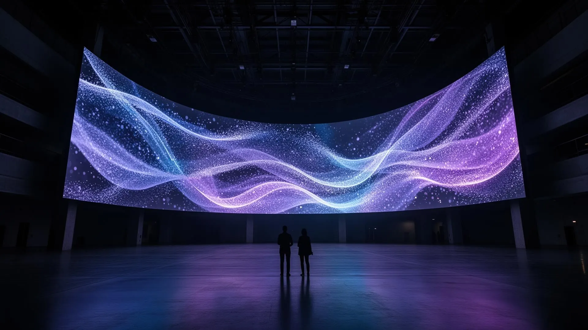 Großformatige LED-Wand in einer modernen Lobby