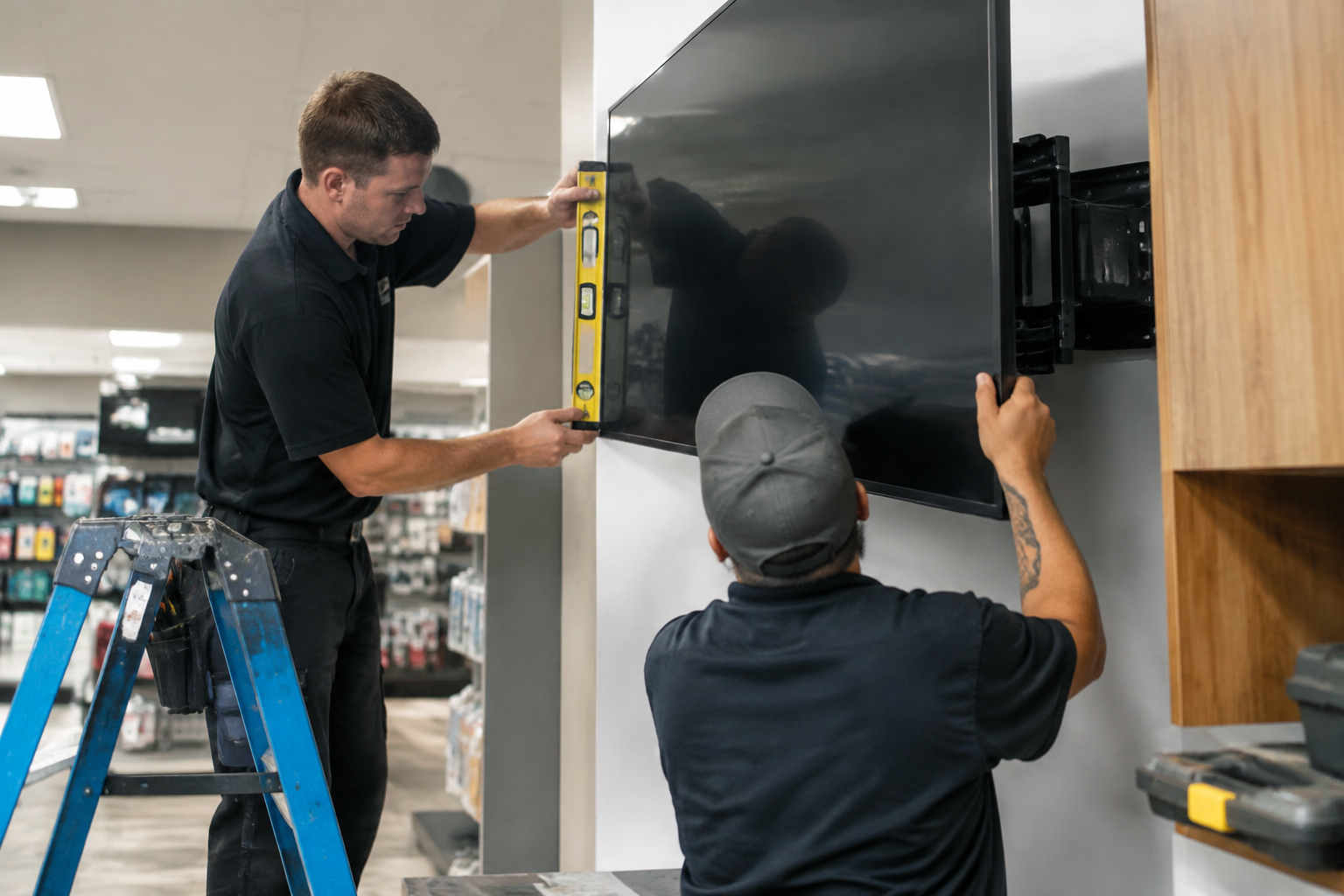 Commercial LCD-Display – bei der professionellen Wandmontage Commercial LCD-Display bei der professionellen Wandmontage