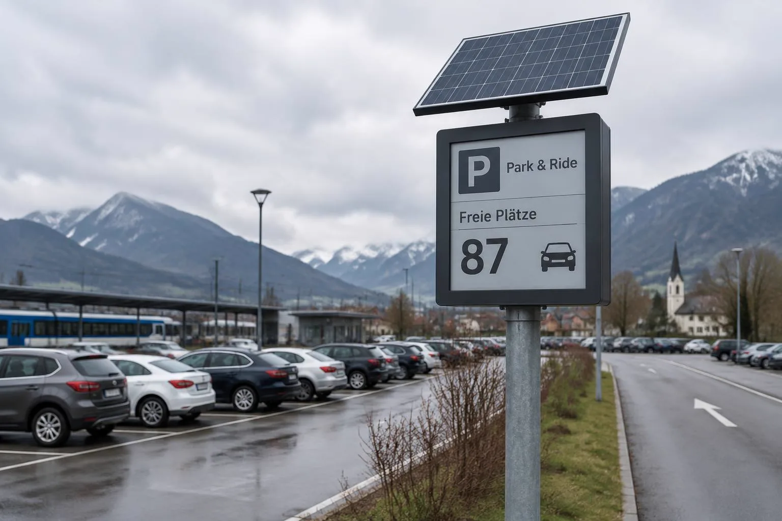 E-Paper-Display als solarbetriebenes Parkplatz-Schild