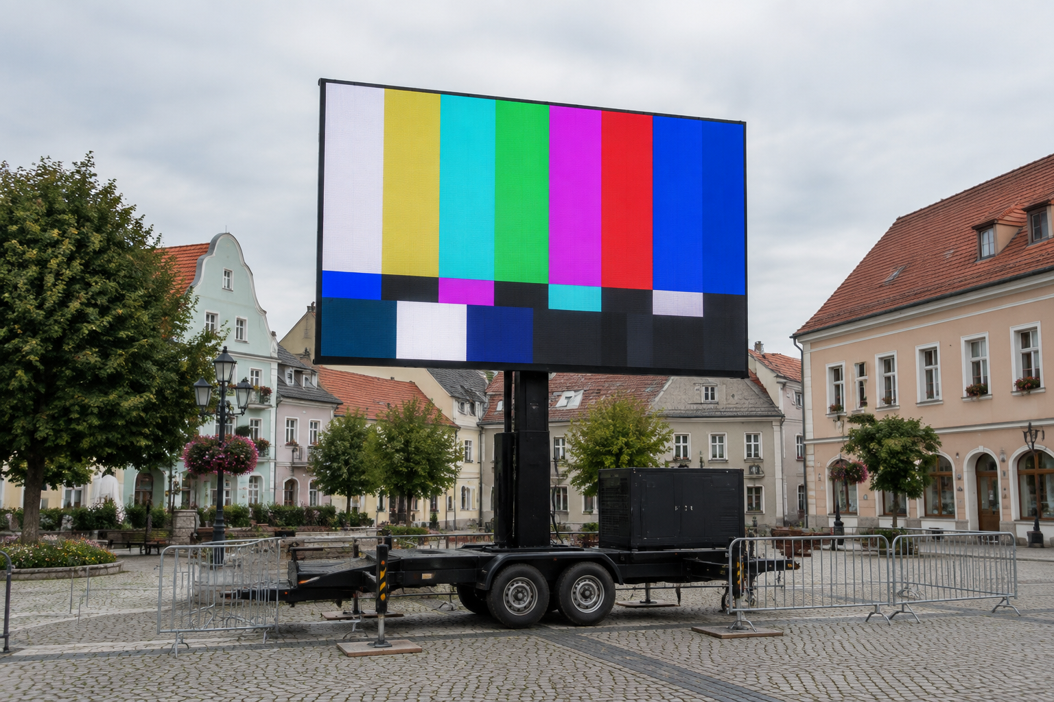 Mobile LED-Wand auf einem Anhänger bei einer Veranstaltung