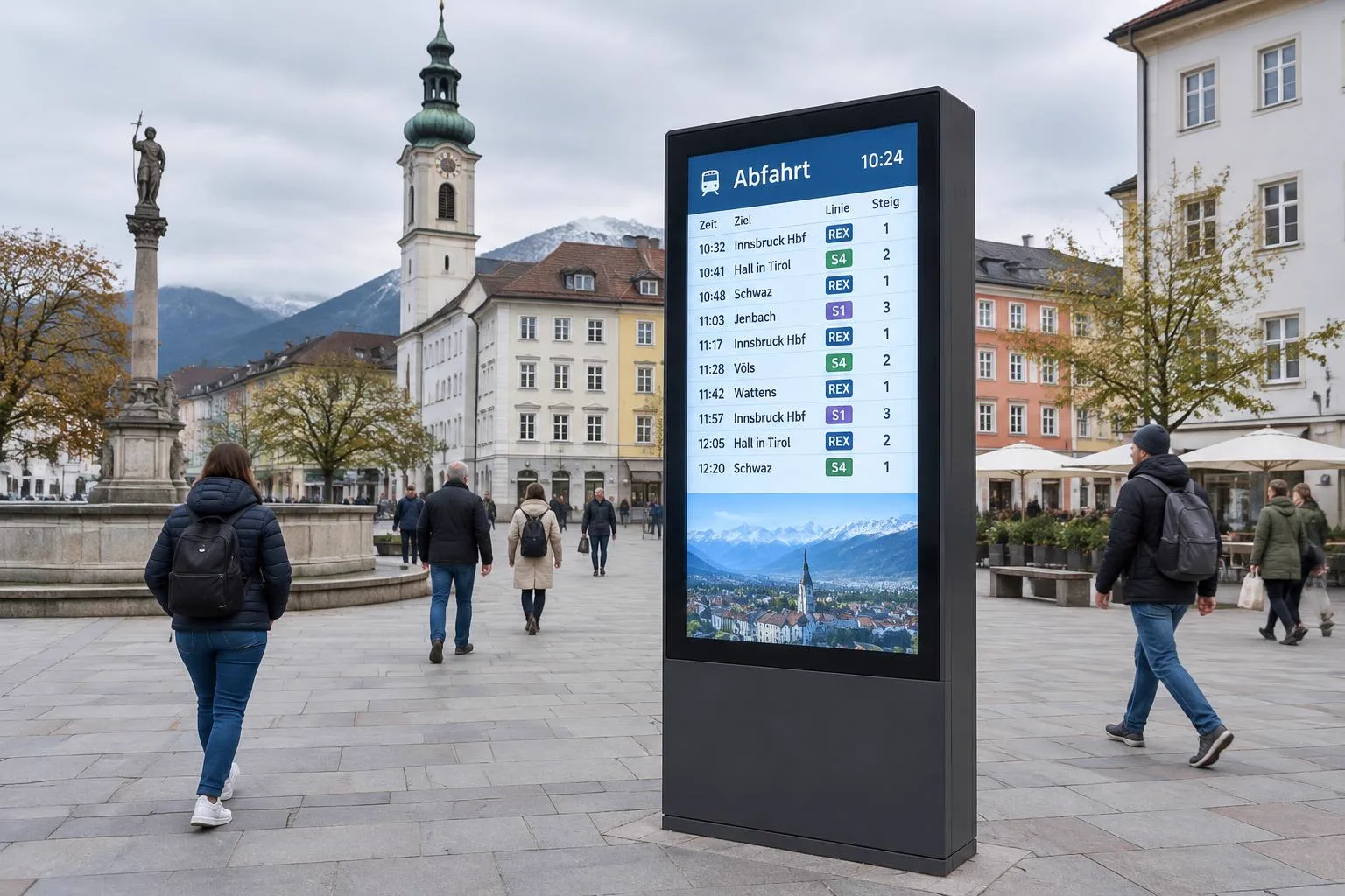 Wetterfestes Outdoor-Display in einem alpinen Umfeld